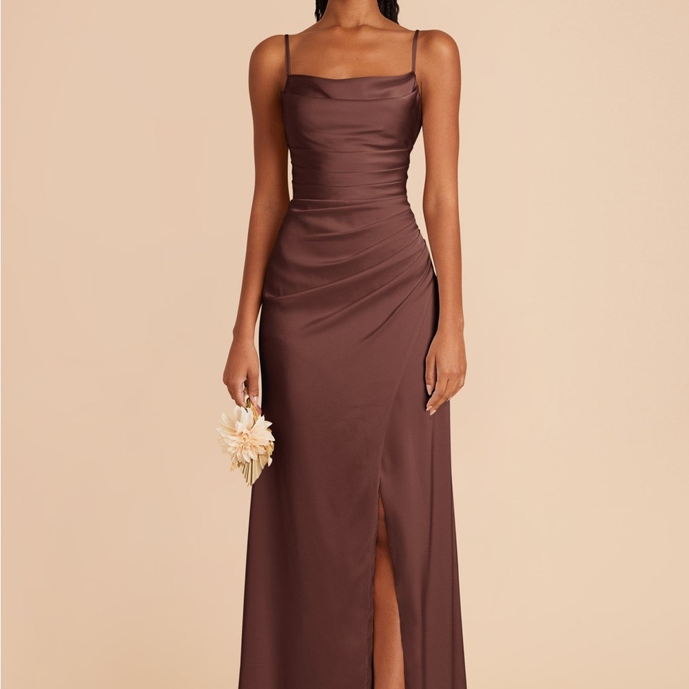Birdy Grey Chocolate Matte Satin Maxi Dress